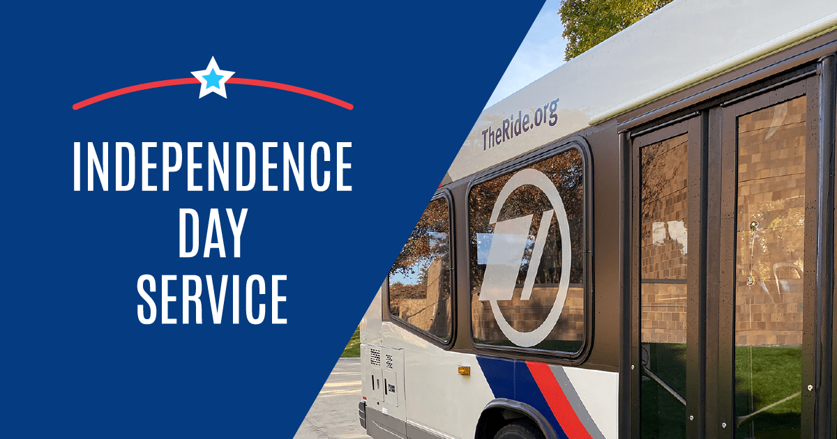 photo of bus with independence day service text